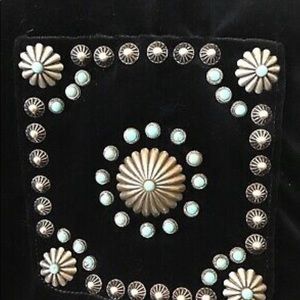 Double D Ranch Wear Garcia Jacket Black Velvet Silver And Turquoise Studs XL